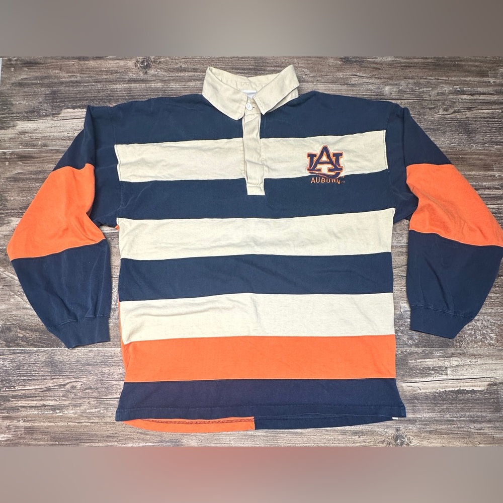Vintage Auburn Rugby Shirt Winning Image Terry Stripe Mens Large GUC - Picture 6 of 7